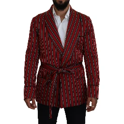 Red Striped Martini Printed Lining Robe