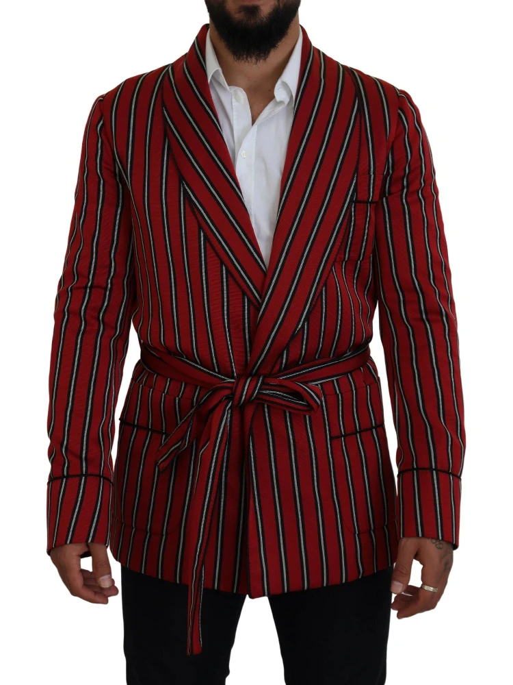 Red Striped Martini Printed Lining Robe
