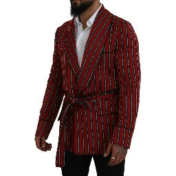 Red Striped Martini Printed Lining Robe