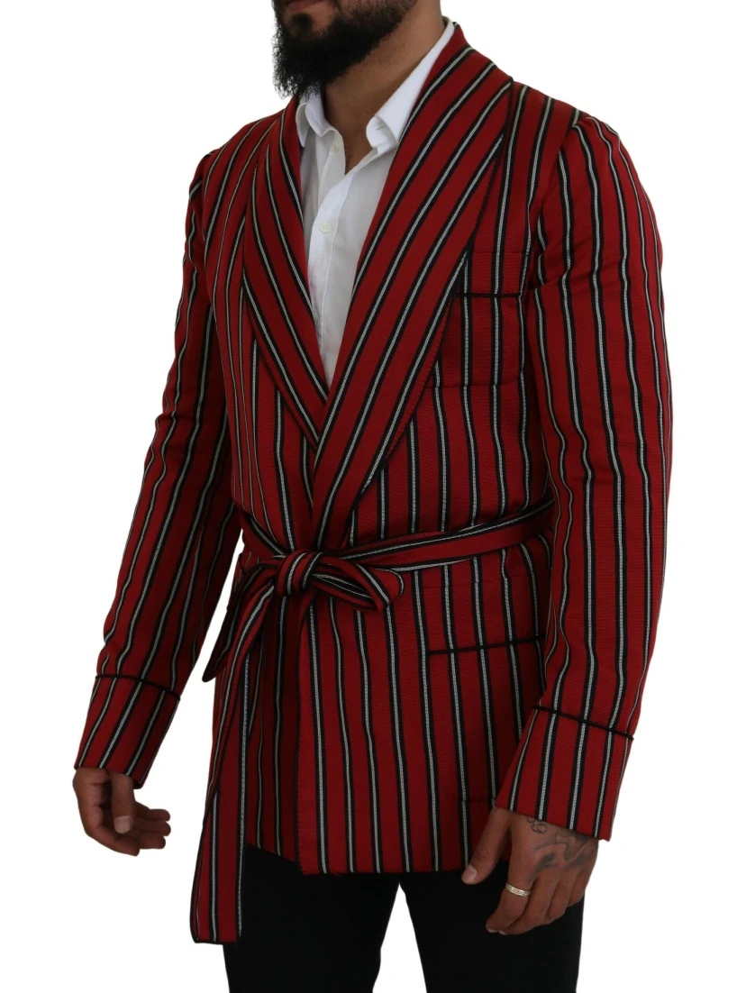 Red Striped Martini Printed Lining Robe