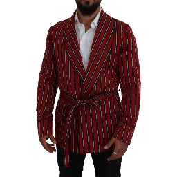 Red Striped Martini Printed Lining Robe