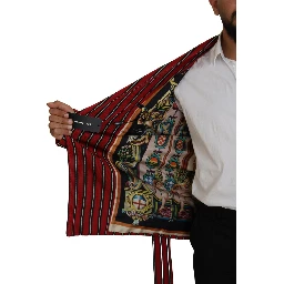 Red Striped Martini Printed Lining Robe