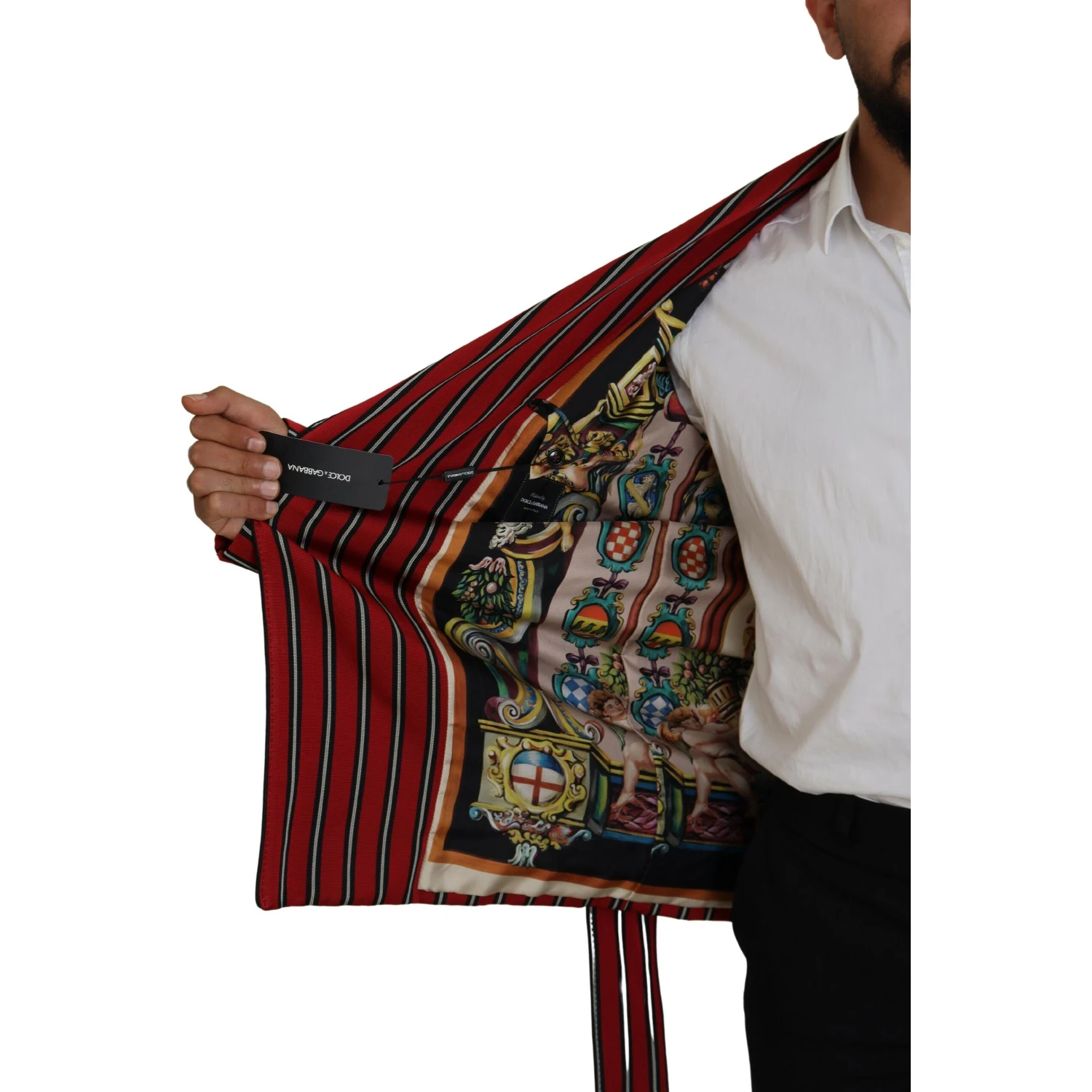 Red Striped Martini Printed Lining Robe
