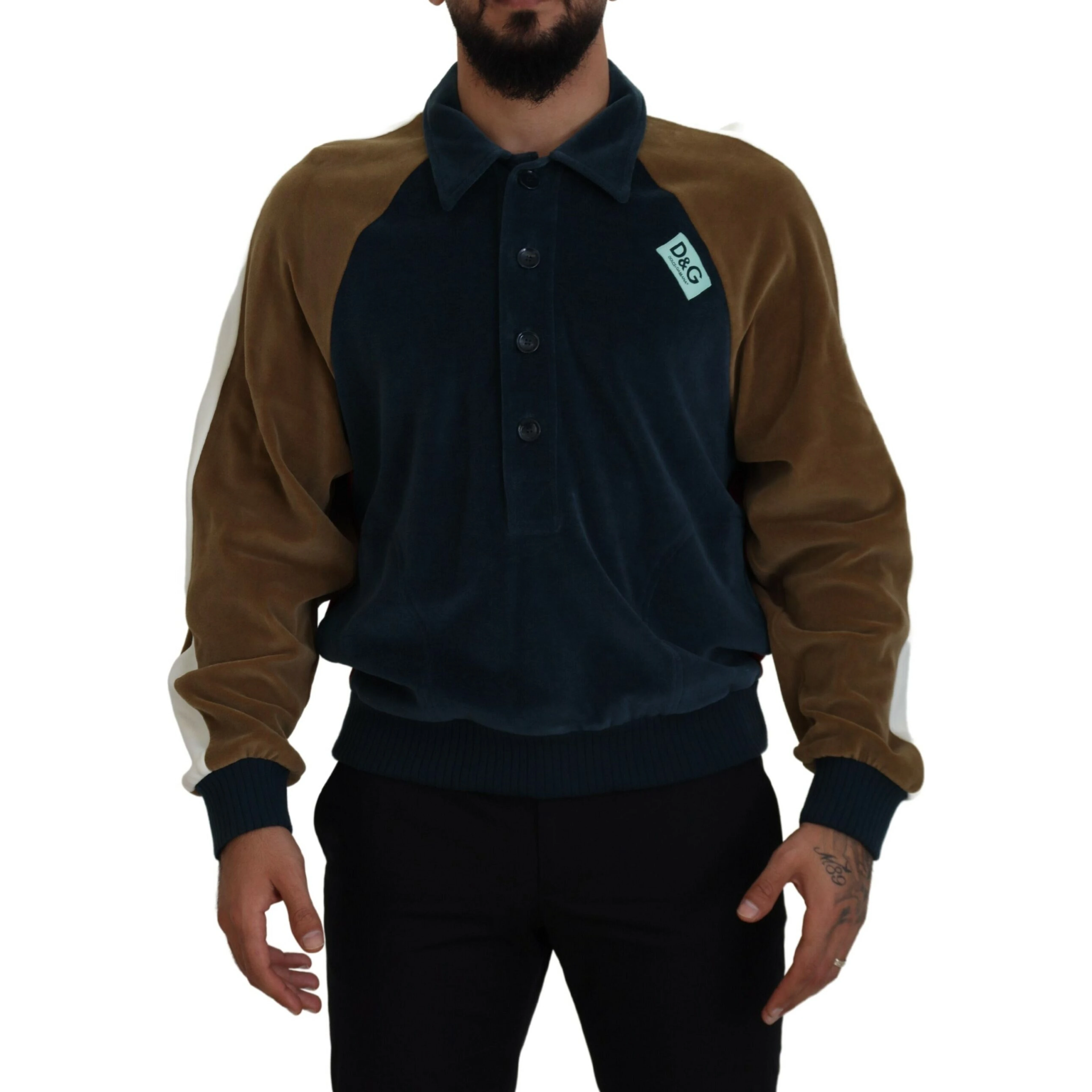 Multicolor Cotton Collared Pullover Sweater