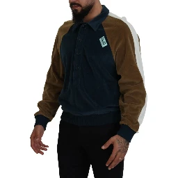 Multicolor Cotton Collared Pullover Sweater