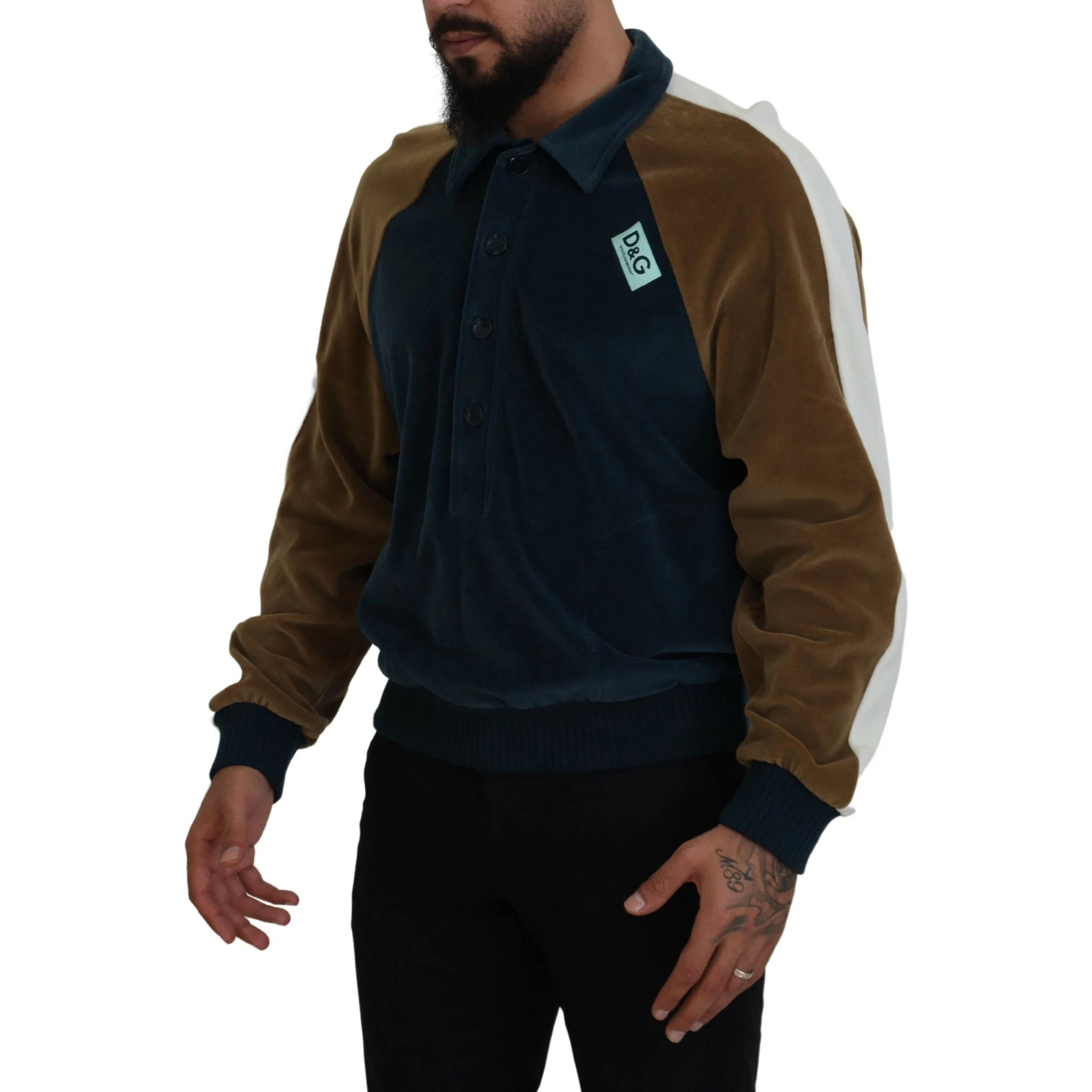 Multicolor Cotton Collared Pullover Sweater