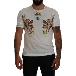 White Printed Short Sleeves Men T-shirt