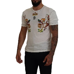 White Printed Short Sleeves Men T-shirt