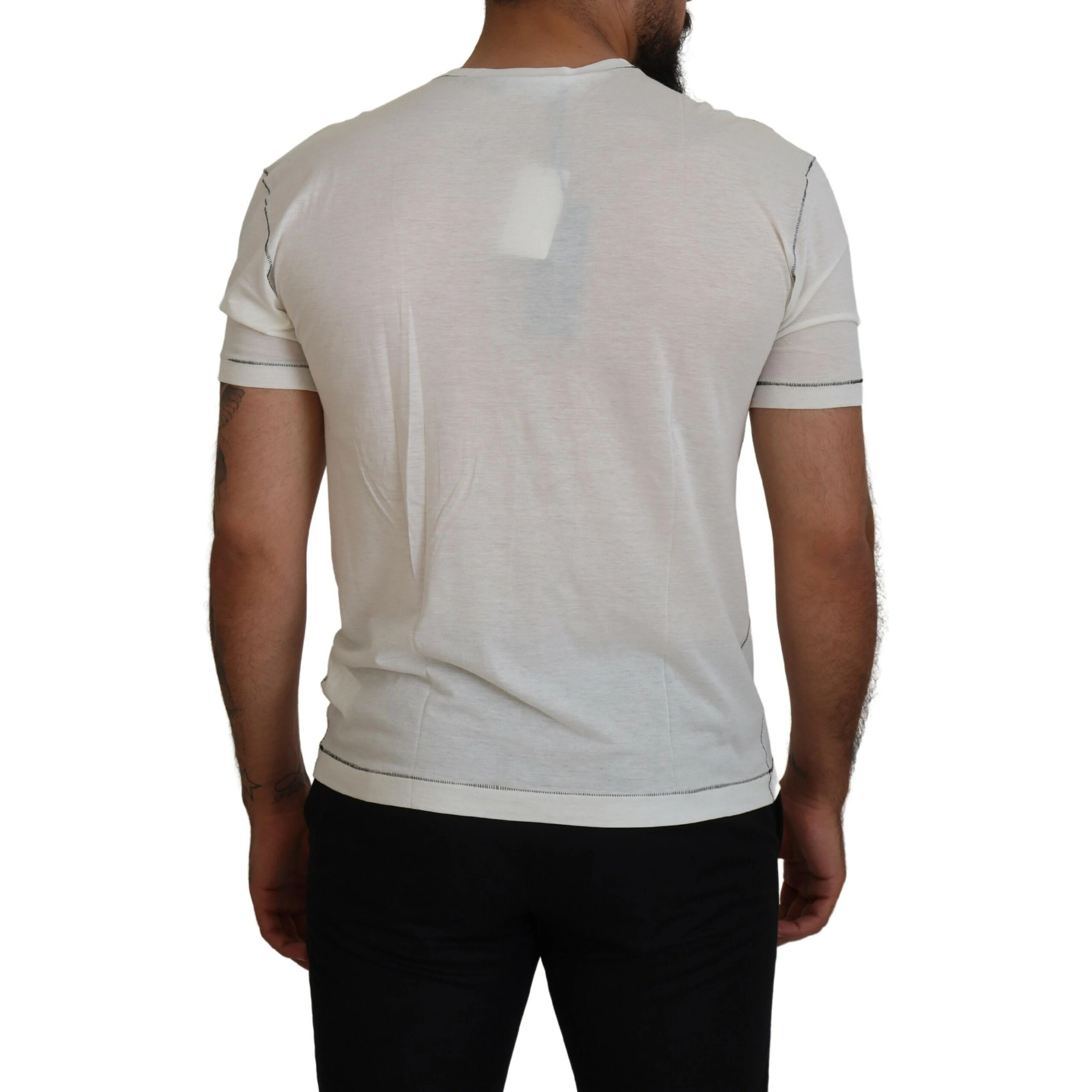 White Printed Short Sleeves Men T-shirt