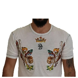 White Printed Short Sleeves Men T-shirt
