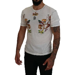 White Printed Short Sleeves Men T-shirt