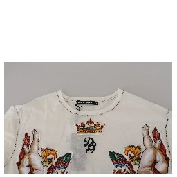 White Printed Short Sleeves Men T-shirt