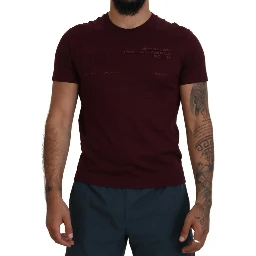 Maroon Printed Short Sleeves Men T-shirt
