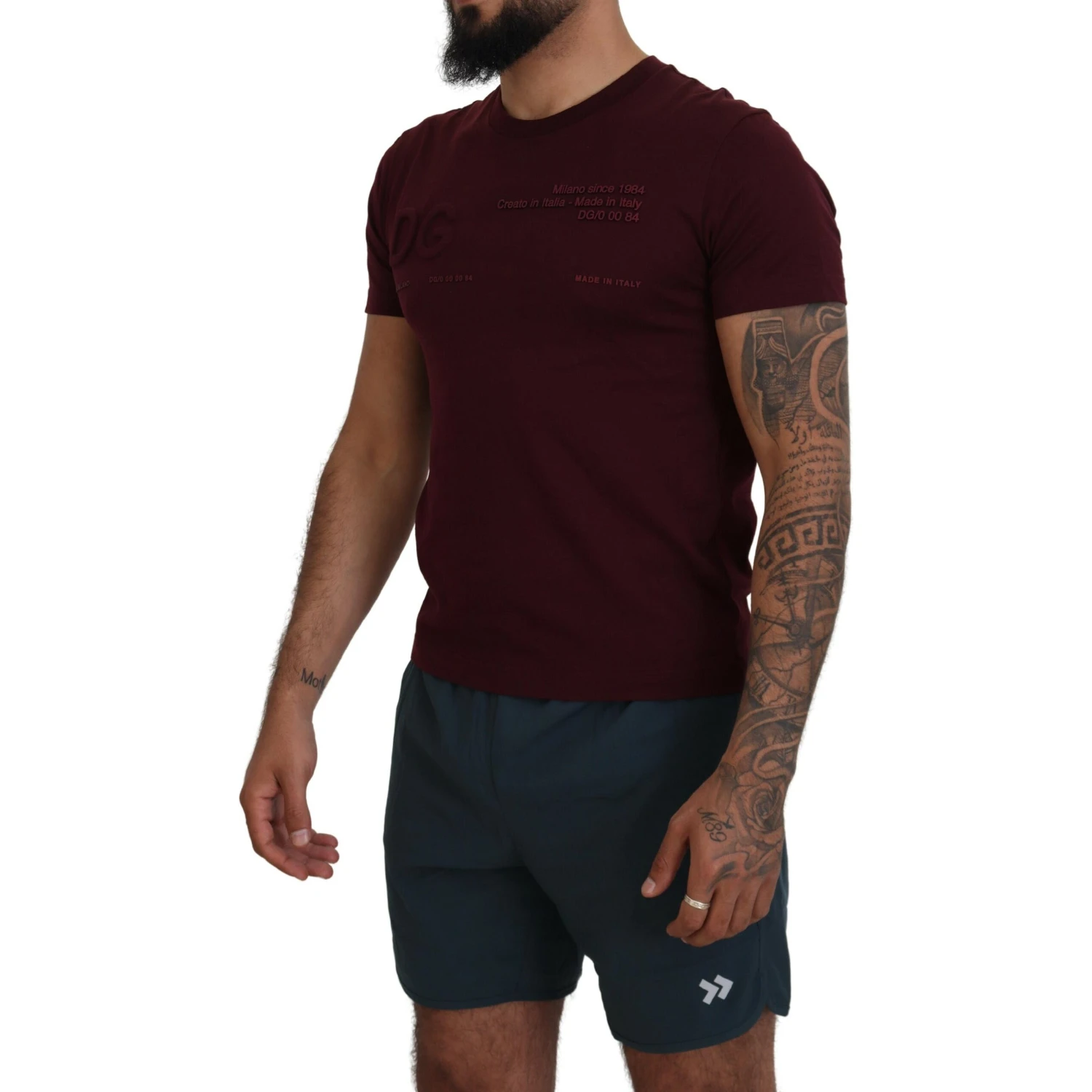 Maroon Printed Short Sleeves Men T-shirt