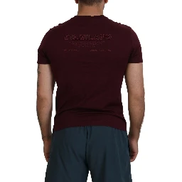 Maroon Printed Short Sleeves Men T-shirt