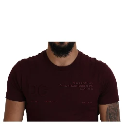 Maroon Printed Short Sleeves Men T-shirt