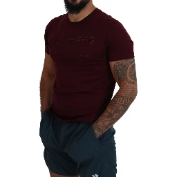 Maroon Printed Short Sleeves Men T-shirt