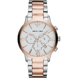 Silver and Bronze Steel Chronograph Watch