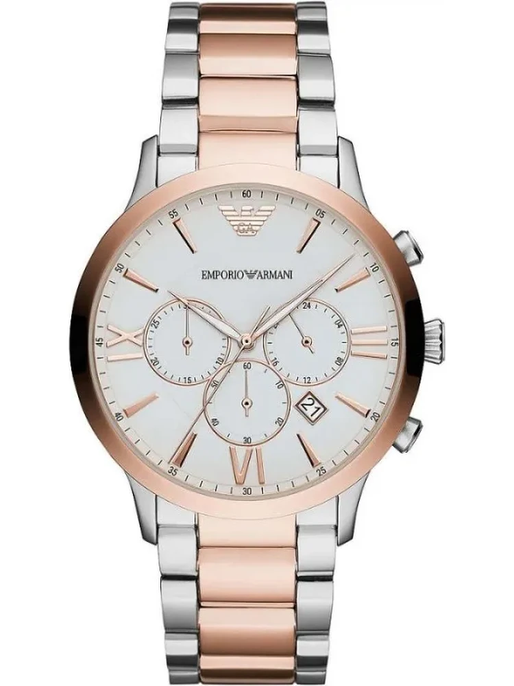 Silver and Bronze Steel Chronograph Watch