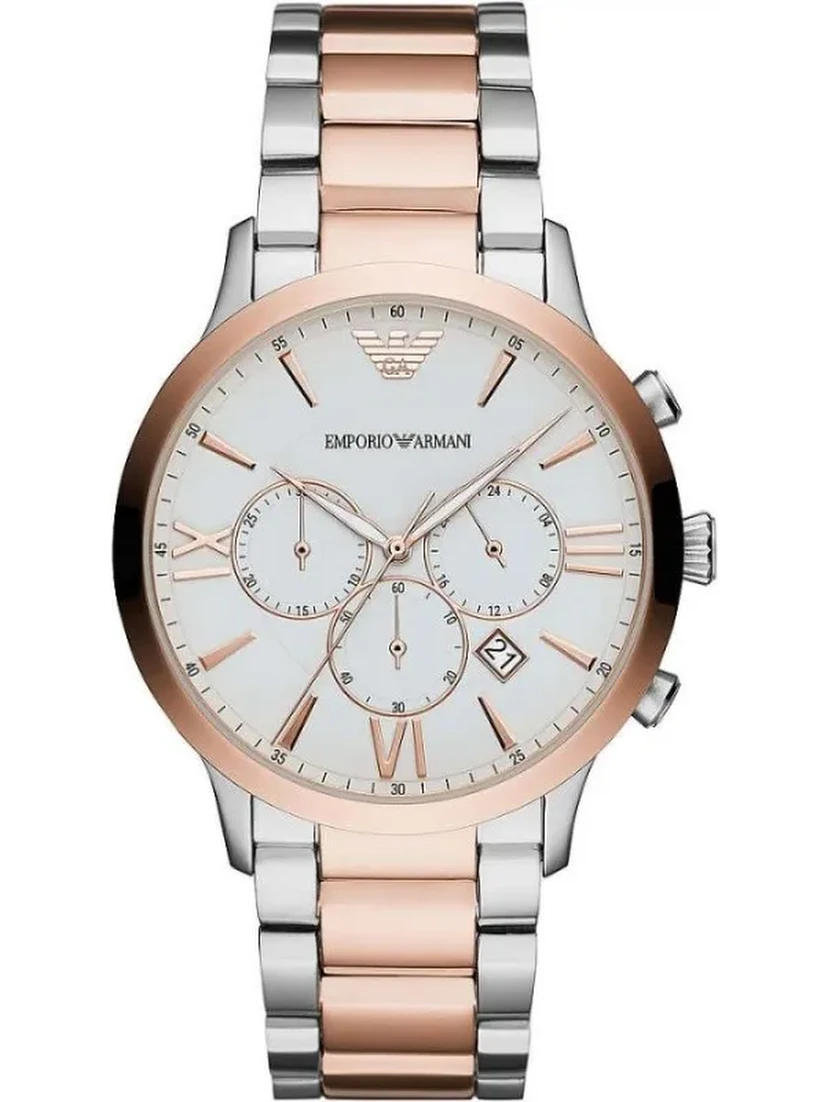 Silver and Bronze Steel Chronograph Watch