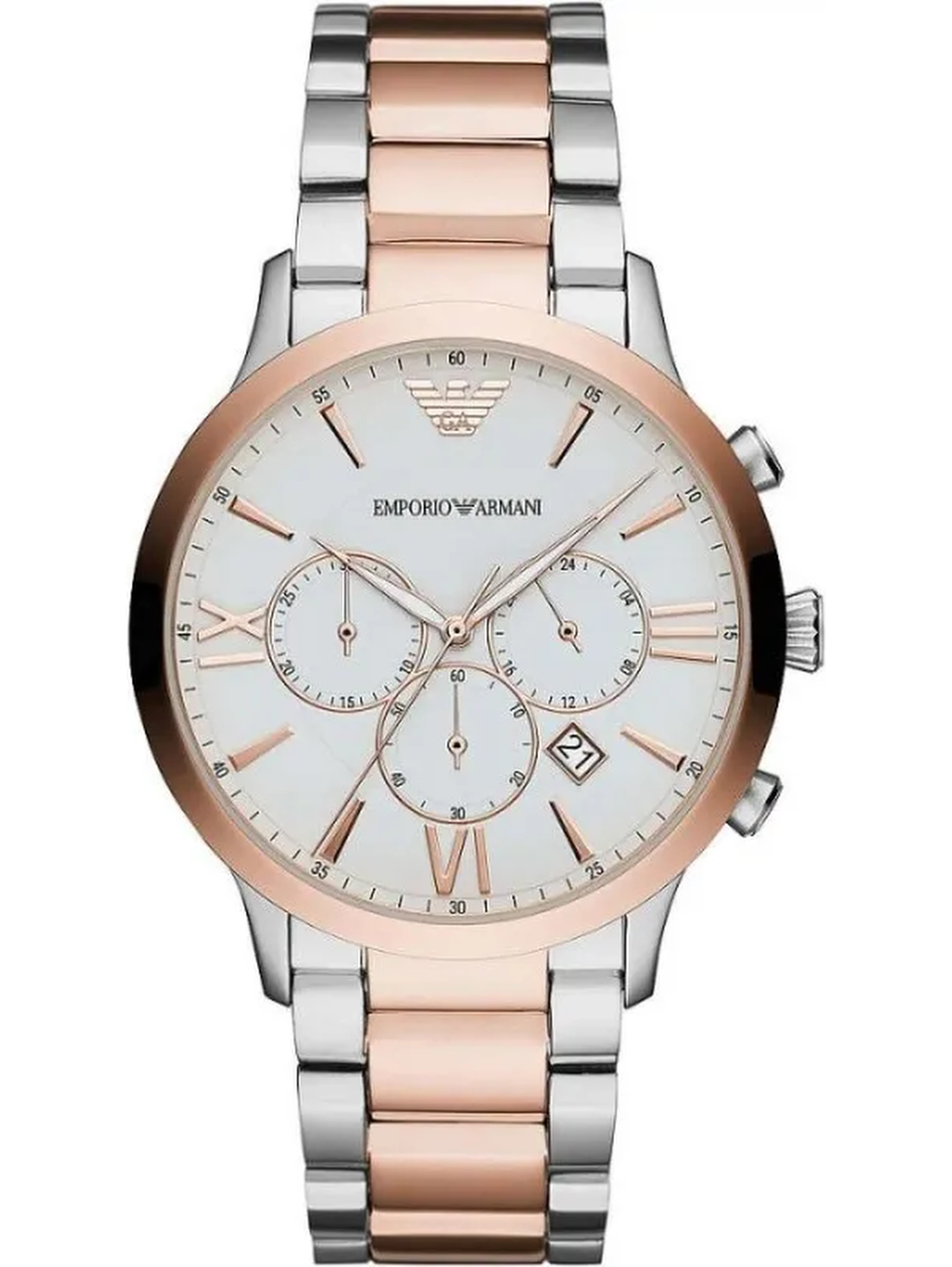 Silver and Bronze Steel Chronograph Watch