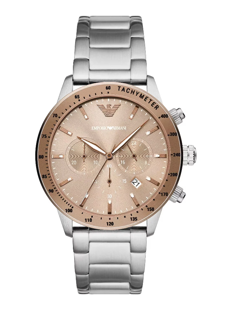 Bronze and Silver Steel Chronograph Watch