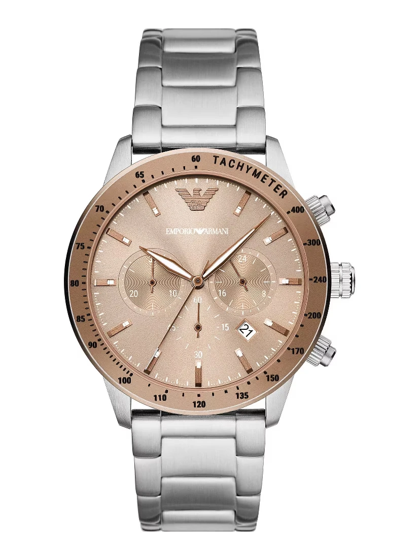 Bronze and Silver Steel Chronograph Watch