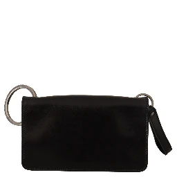 Black Leather Wristlet Mini Bag Card Bill Wallet