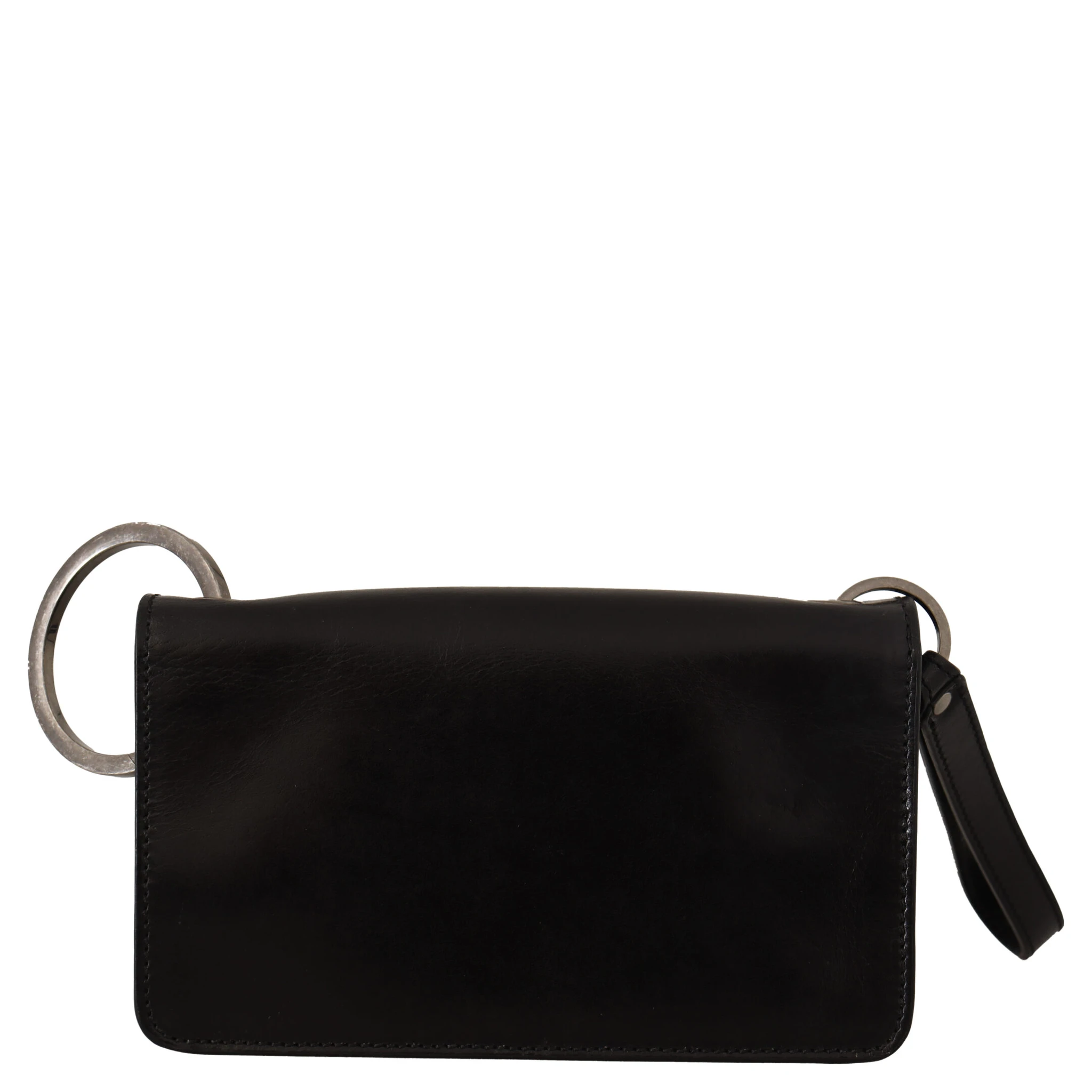 Black Leather Wristlet Mini Bag Card Bill Wallet