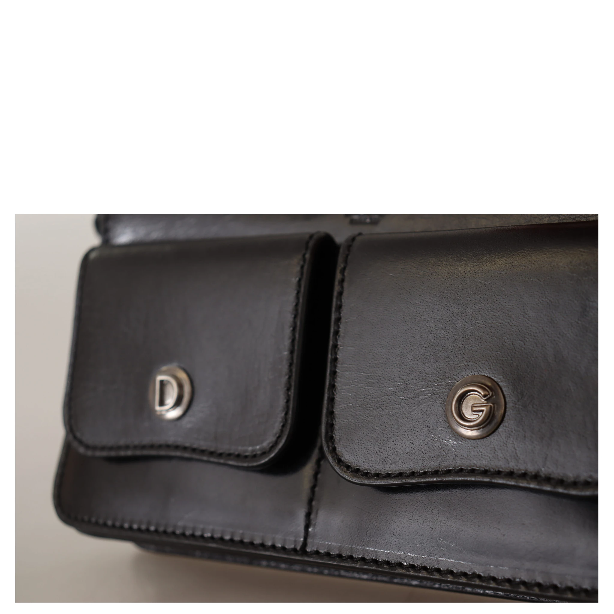 Black Leather Wristlet Mini Bag Card Bill Wallet