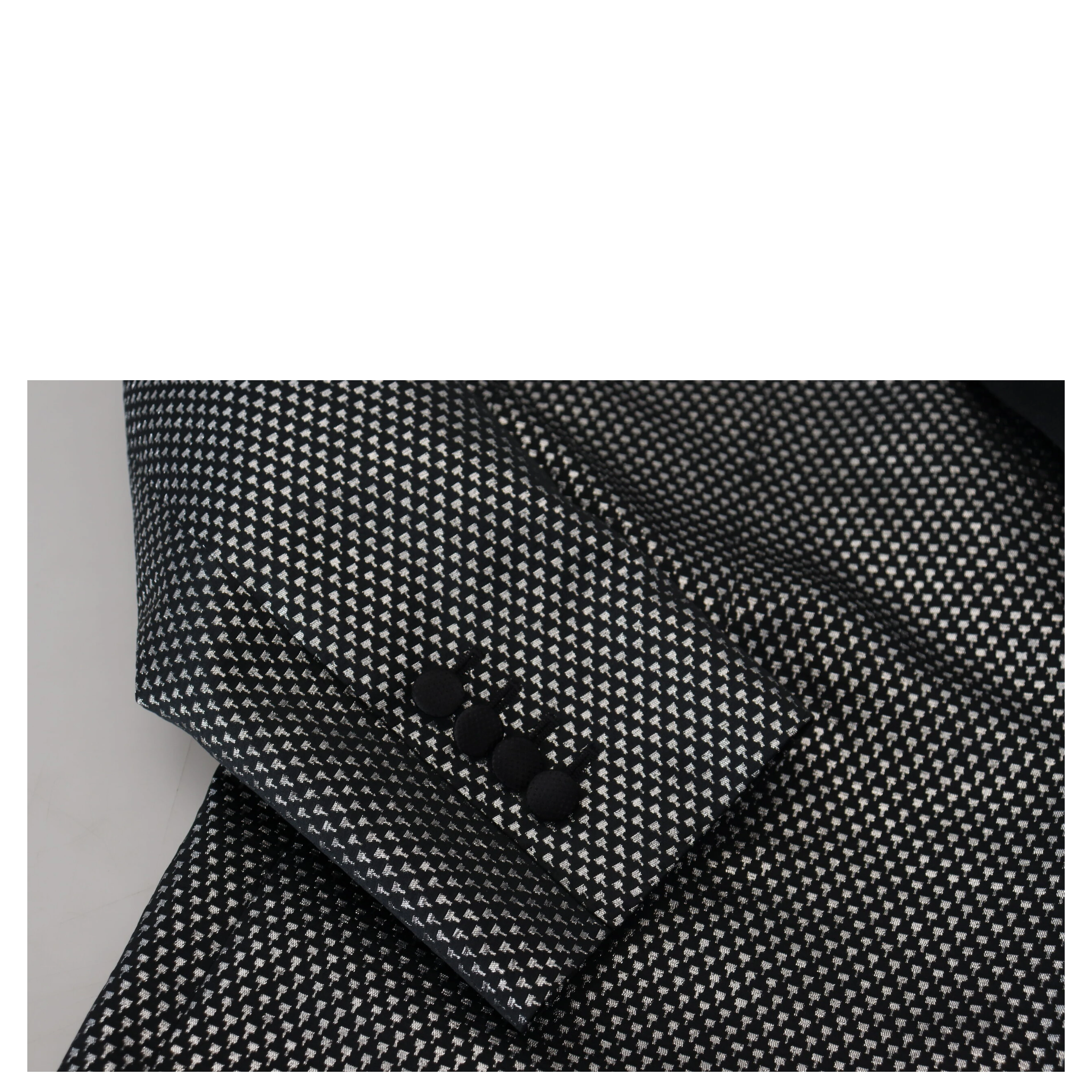 Black Silver Jacquard Slim Fit Jacket Blazer