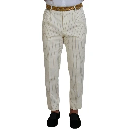 Off White Gold Striped Tuxedo Slim Fit Suit