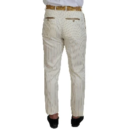 Off White Gold Striped Tuxedo Slim Fit Suit