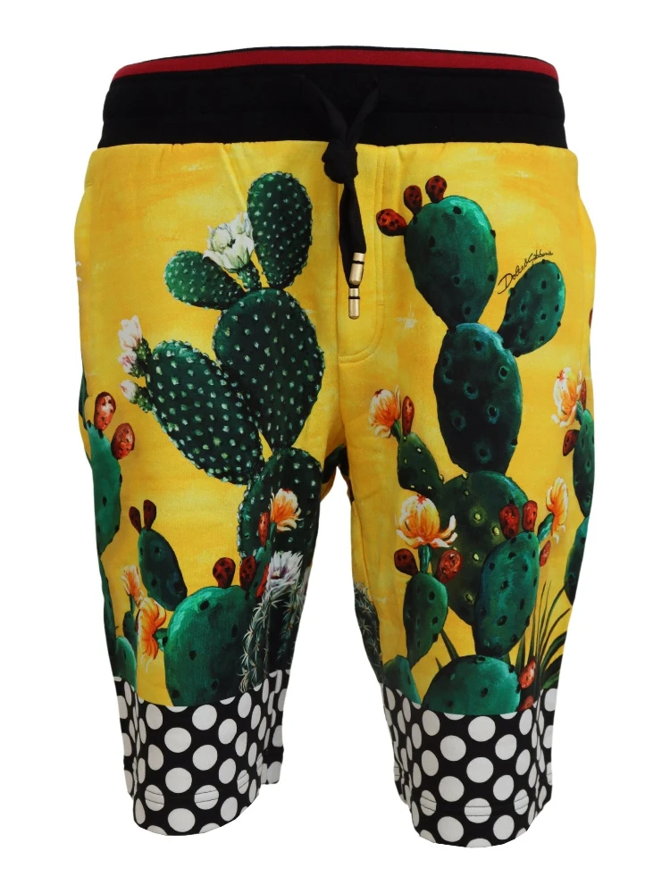 Multicolor Cactus Print Cotton Sweat Shorts