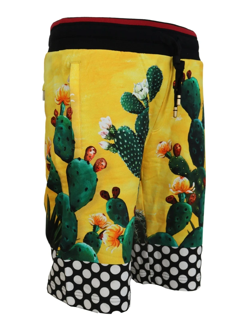 Multicolor Cactus Print Cotton Sweat Shorts