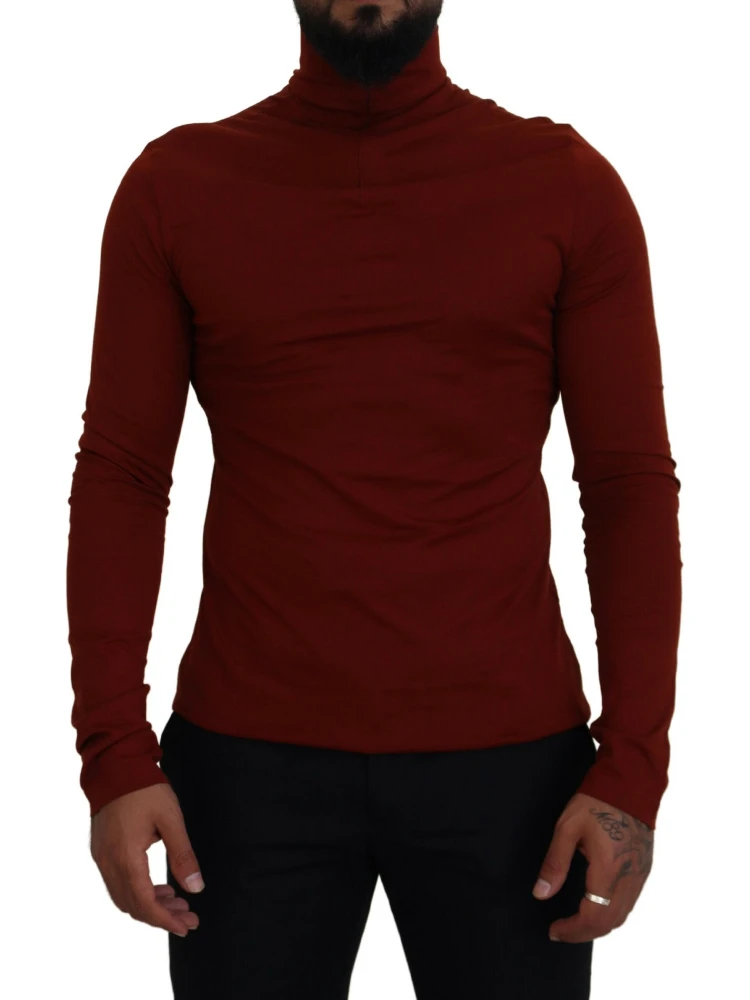 Maroon Cotton Turtle Neck Zip Sweater