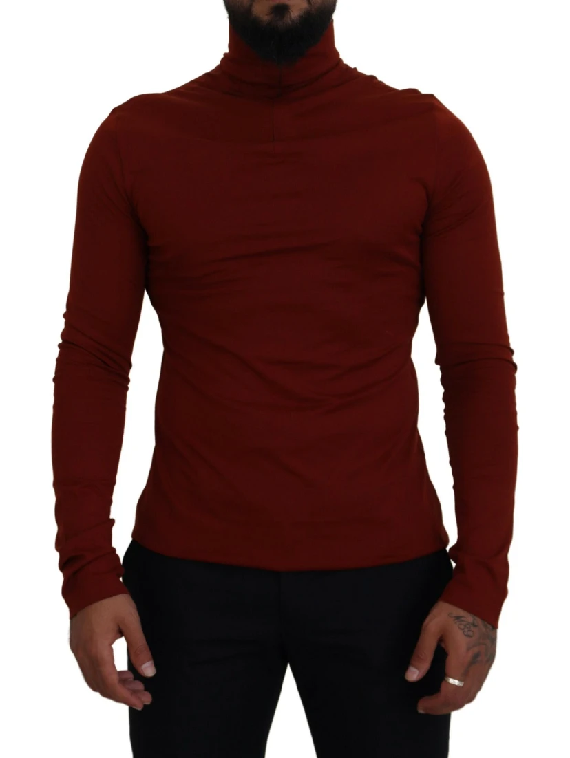 Maroon Cotton Turtle Neck Zip Sweater