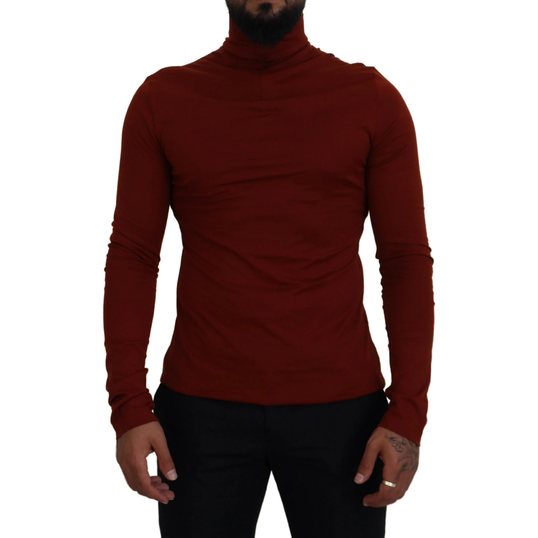 Maroon Cotton Turtle Neck Zip Sweater