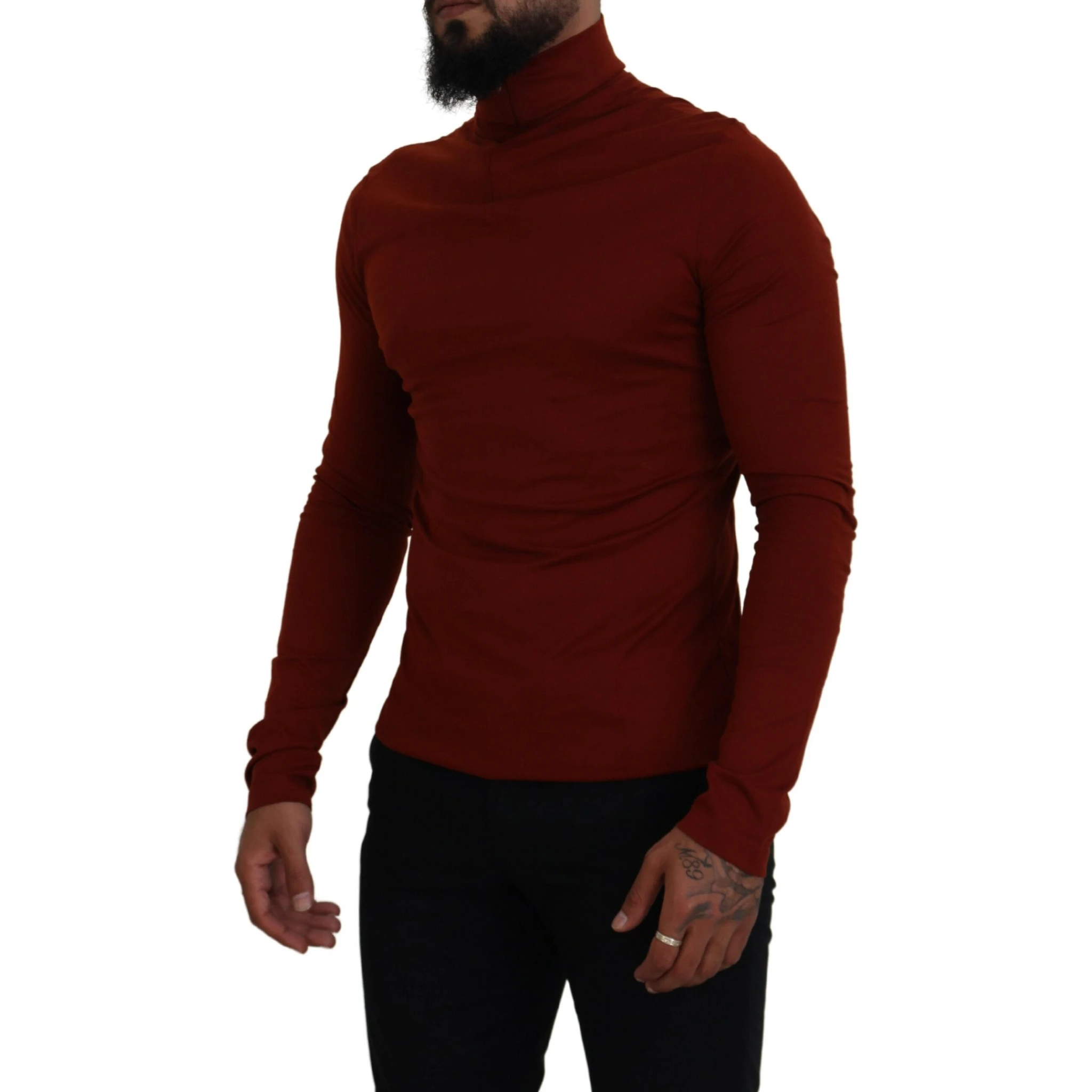Maroon Cotton Turtle Neck Zip Sweater