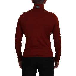 Maroon Cotton Turtle Neck Zip Sweater