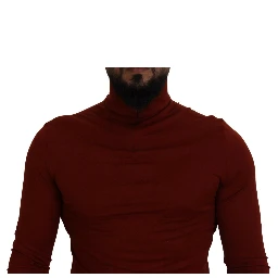 Maroon Cotton Turtle Neck Zip Sweater