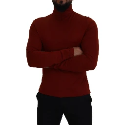 Maroon Cotton Turtle Neck Zip Sweater