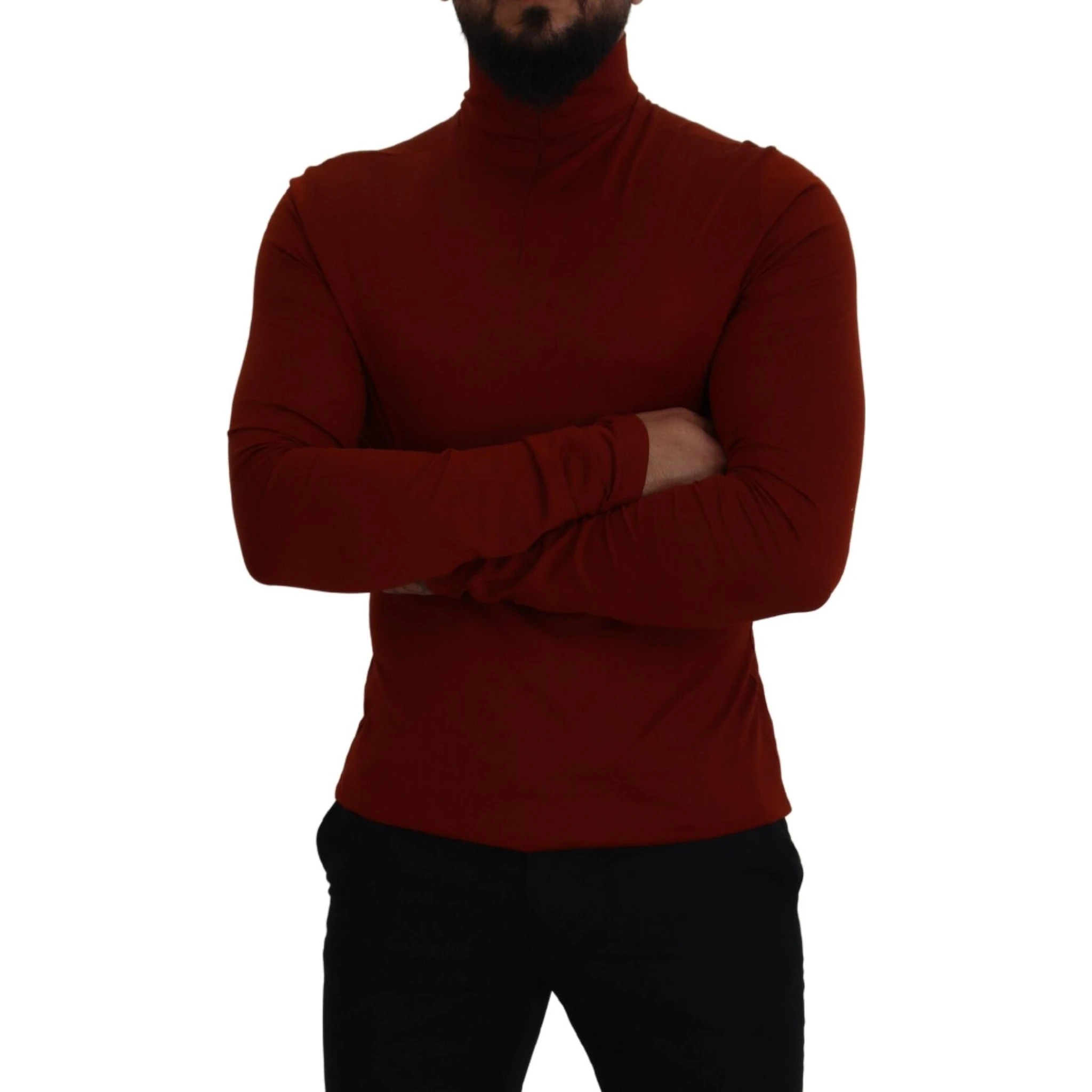 Maroon Cotton Turtle Neck Zip Sweater