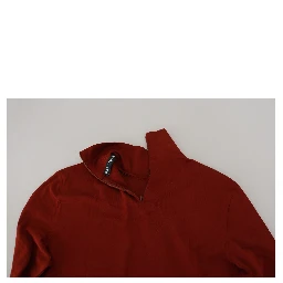 Maroon Cotton Turtle Neck Zip Sweater
