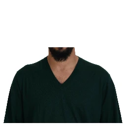 Green Cashmere V-neck Pullover Sweater