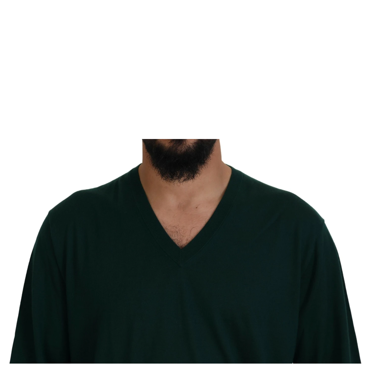 Green Cashmere V-neck Pullover Sweater