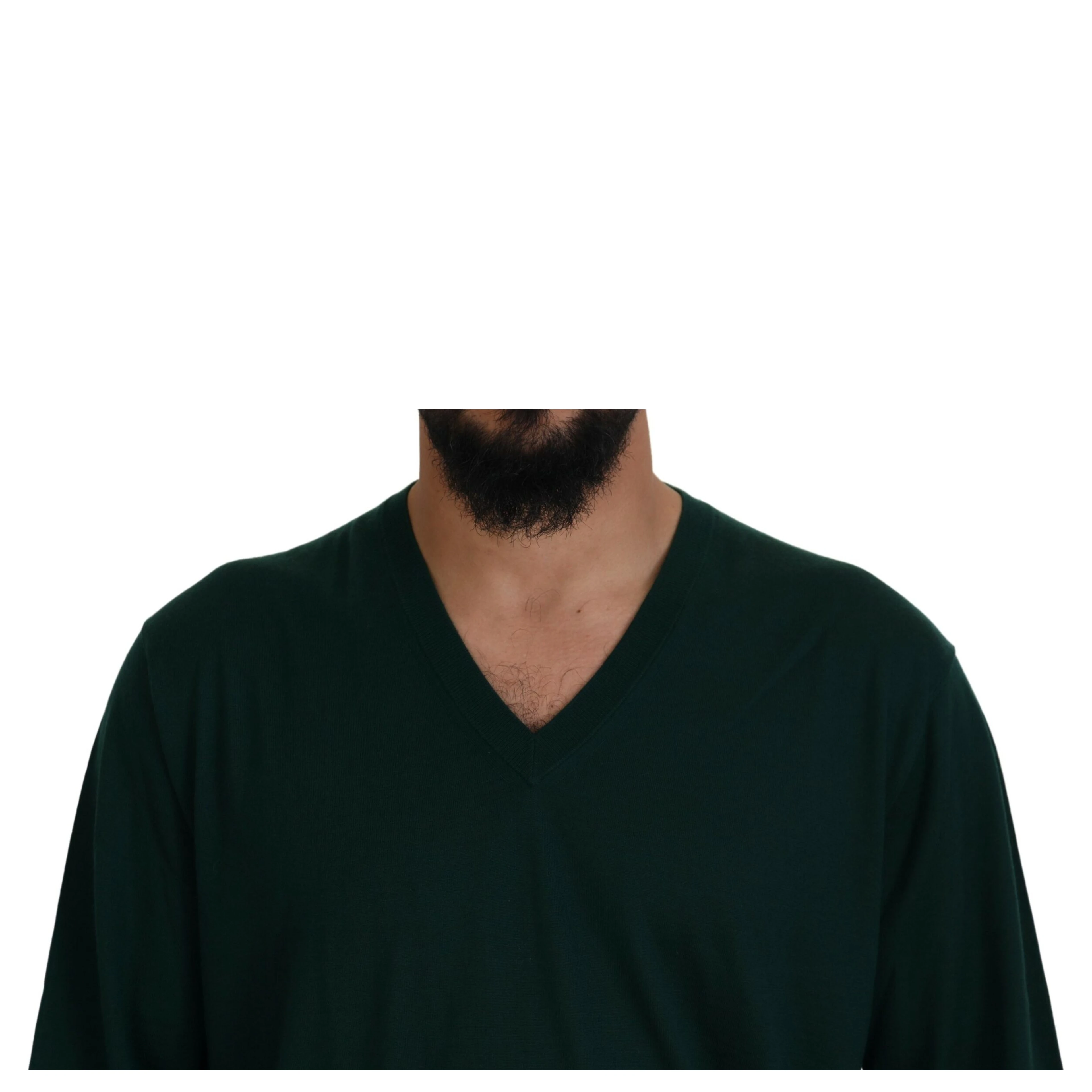 Green Cashmere V-neck Pullover Sweater
