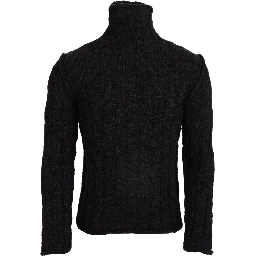 Brown Wool Knit Turtleneck Pullover Sweater
