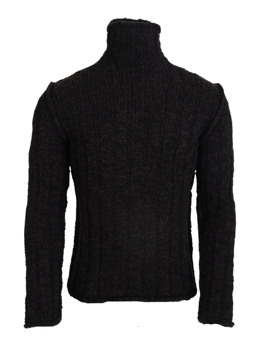 Brown Wool Knit Turtleneck Pullover Sweater