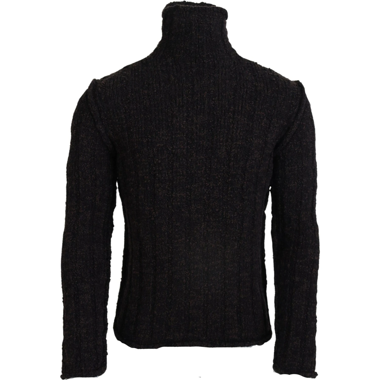 Brown Wool Knit Turtleneck Pullover Sweater